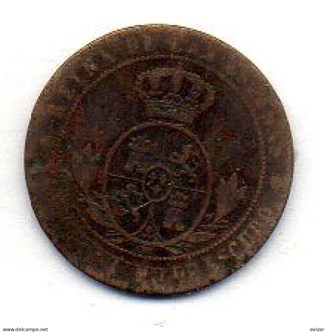 SPAIN, 1/2 Centimo, Copper, Year 1868, KM # 632.5, 7 Points Star. - Otros & Sin Clasificación