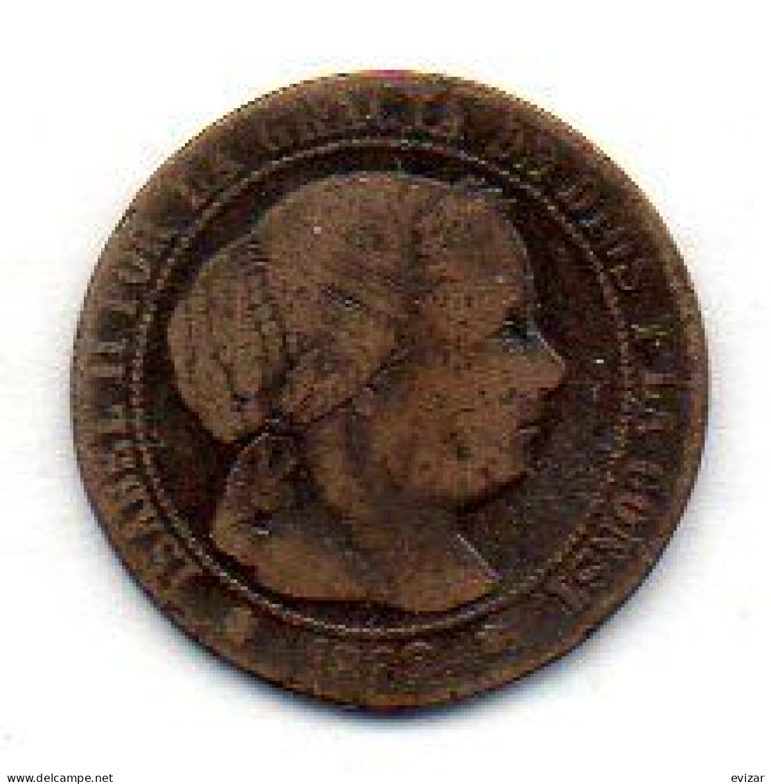 SPAIN, 1/2 Centimo, Copper, Year 1868, KM # 632.5, 7 Points Star. - Otros & Sin Clasificación