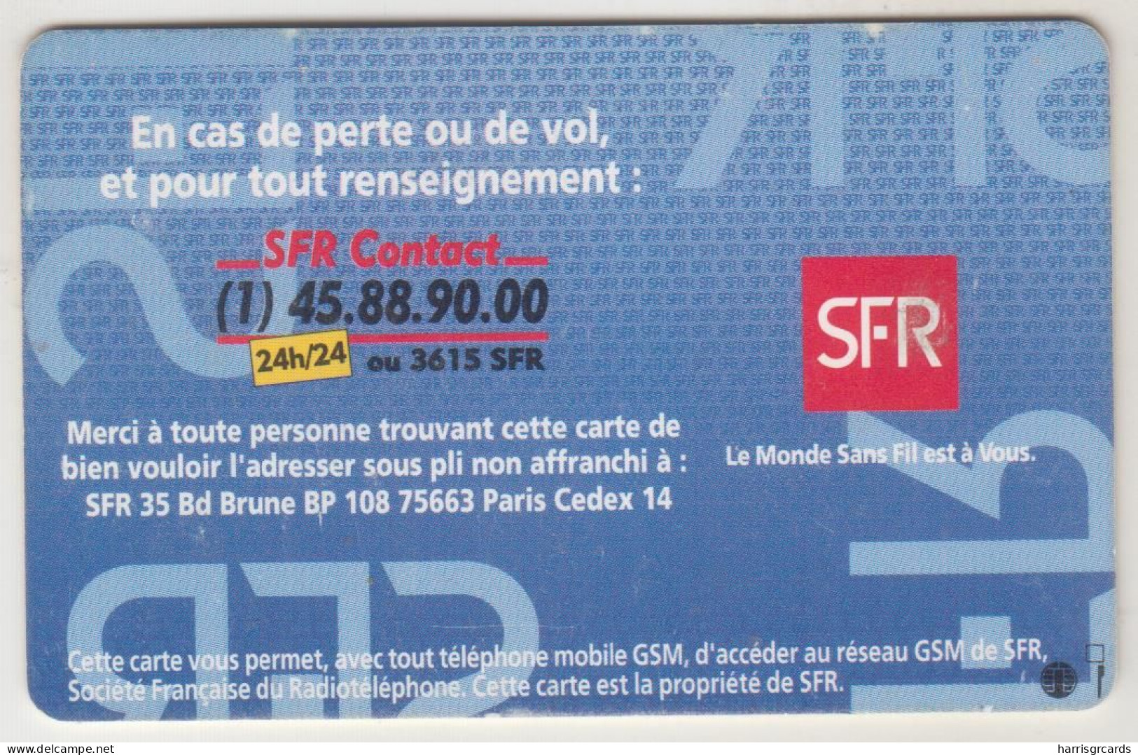 FRANCE - SFR SIM - SFR Contact GSM Card, Mint - Autres & Non Classés