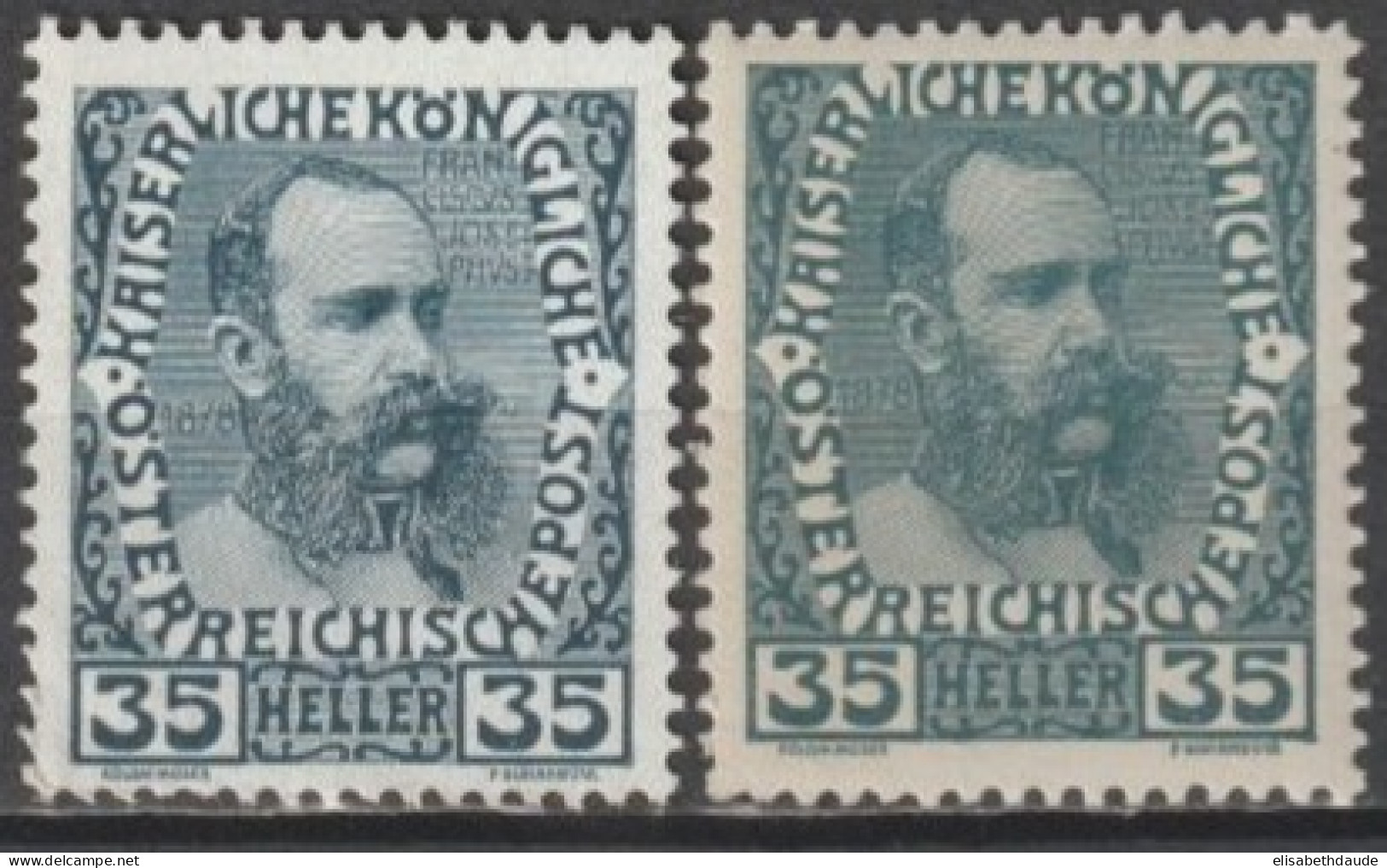 AUTRICHE - 1908 - YVERT N°111+111b ** MNH - COTE = 70 EUR - Neufs