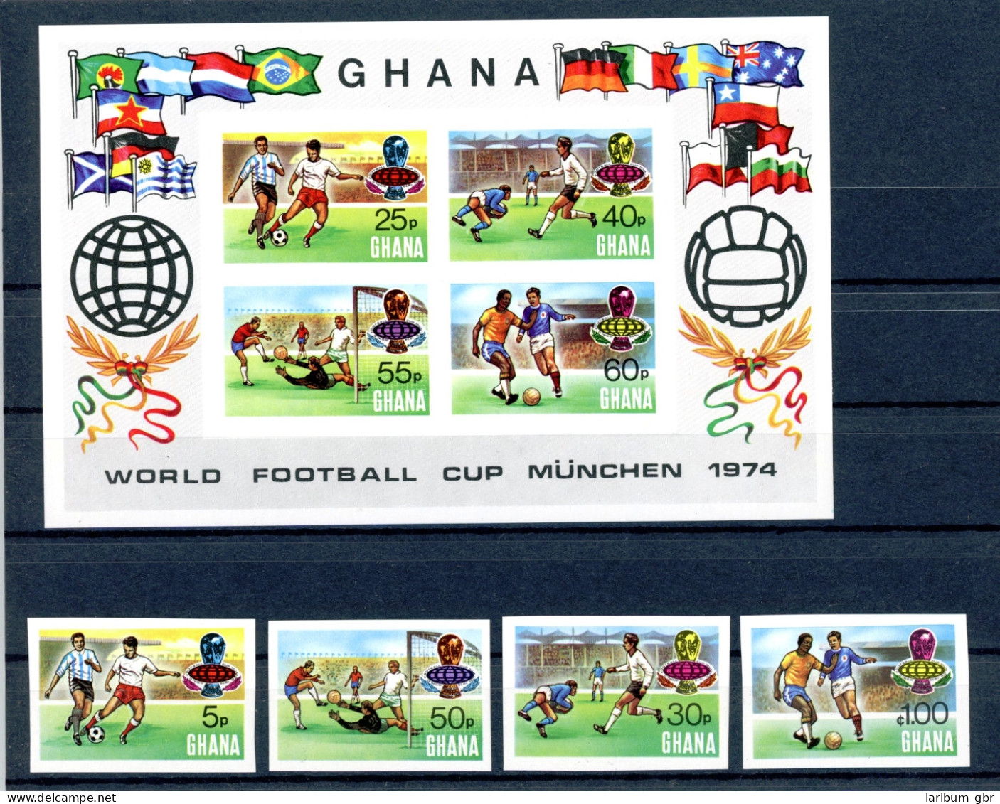 Ghana 564-567 B + Block 57 B Postfrisch Fußball WM 1974 #GE594 - Ghana (1957-...)