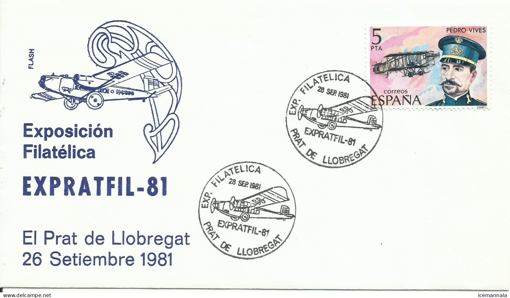 ESPAÑA, SOBRE AEREO  CONMEMORATIVO  AÑO  1981 - Cartas & Documentos