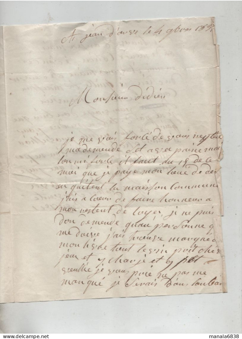 Lettre Berger Didier Notaire Saint Jean D'Arves Illisible à Identifier 1837 - Non Classés