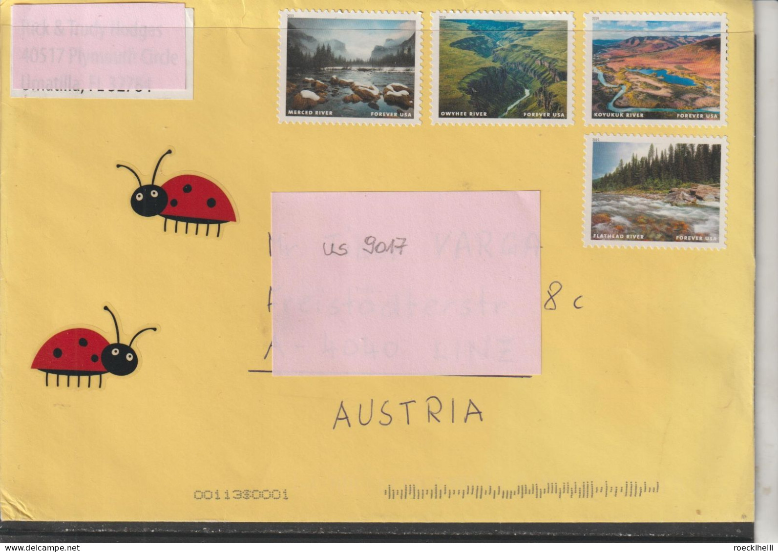 2013 - USA - Brief/Bedarfsbeleg, Gelaufen V. Umatilla/Florida N. Linz/Austria - S. Scan  (us 9017) - Lettres & Documents