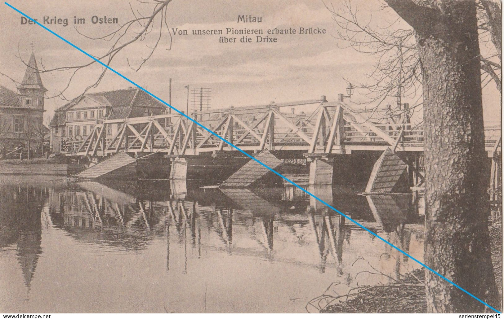 Ak Lettland Jelgava Deutsch Mitau Der Krieg Im Osten Von Unseren Pionieren Erbaute Brücke Feldpost 1916 - Lettland