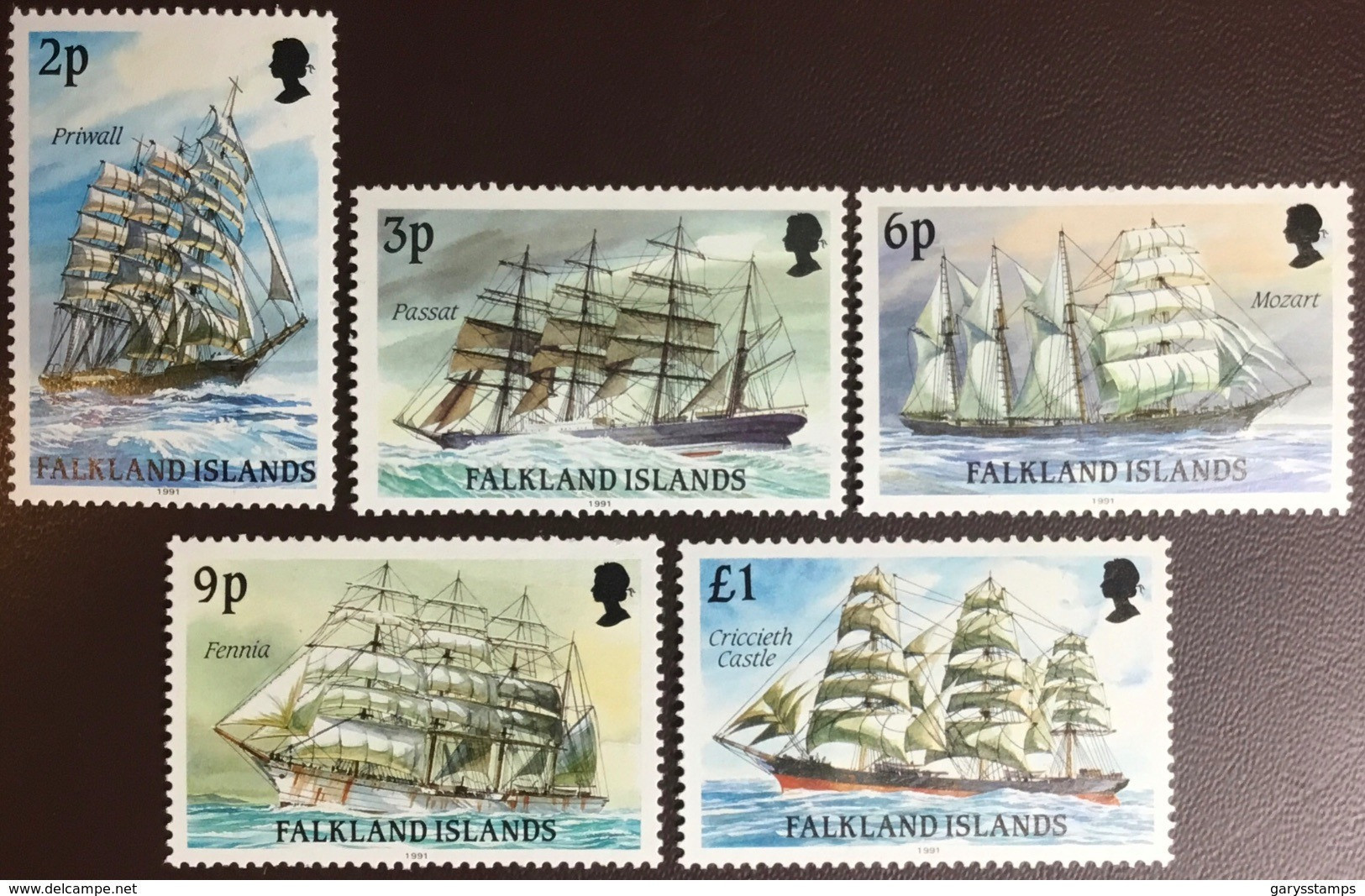 Falkland Islands 1991 Ships Sideways Watermark & Imprint Date MNH - Falkland Islands