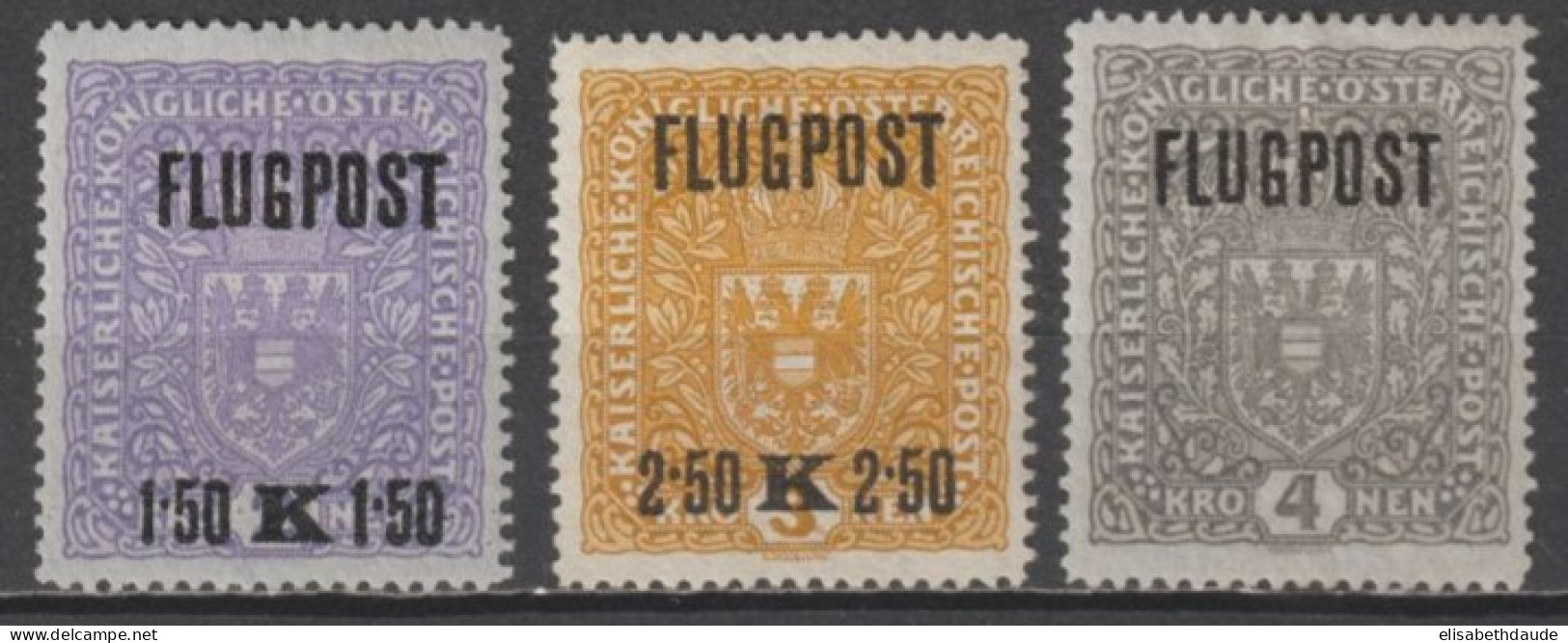 AUTRICHE - 1918 - POSTE AERIENNE YVERT N°1/3 * MLH  - COTE = 30 EUR - Unused Stamps