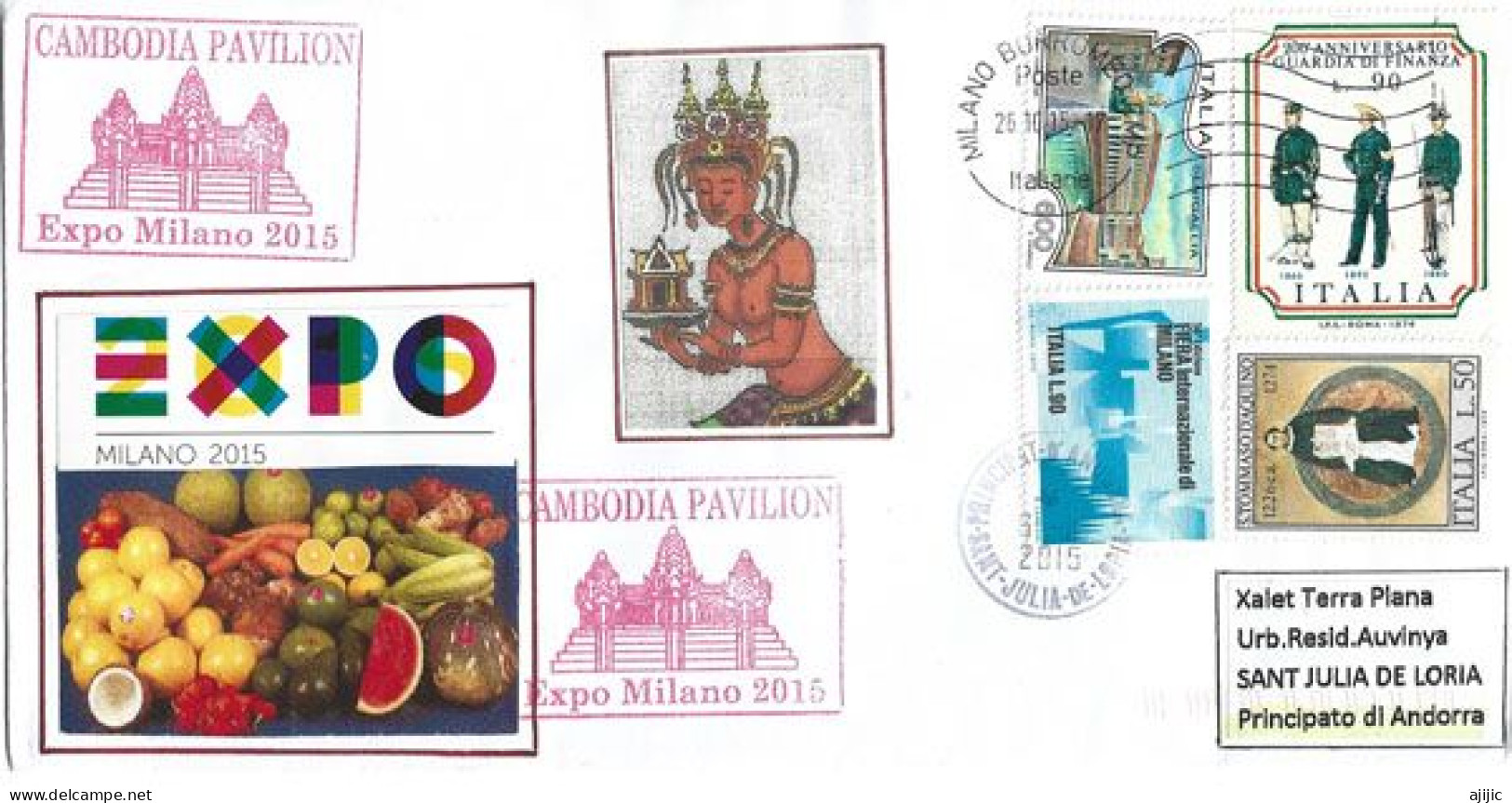 CAMBODIA PAVILION. EXPO MILANO 2015. RARE-SCARCE LETTER.posted From Milano To Andorra (Principality) - 2015 – Mailand (Italien)