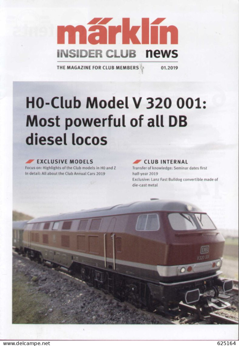 Catalogue-revue MÄRKLIN 2019 .01 Insider Club News - Modell  V 320 001 - Anglais