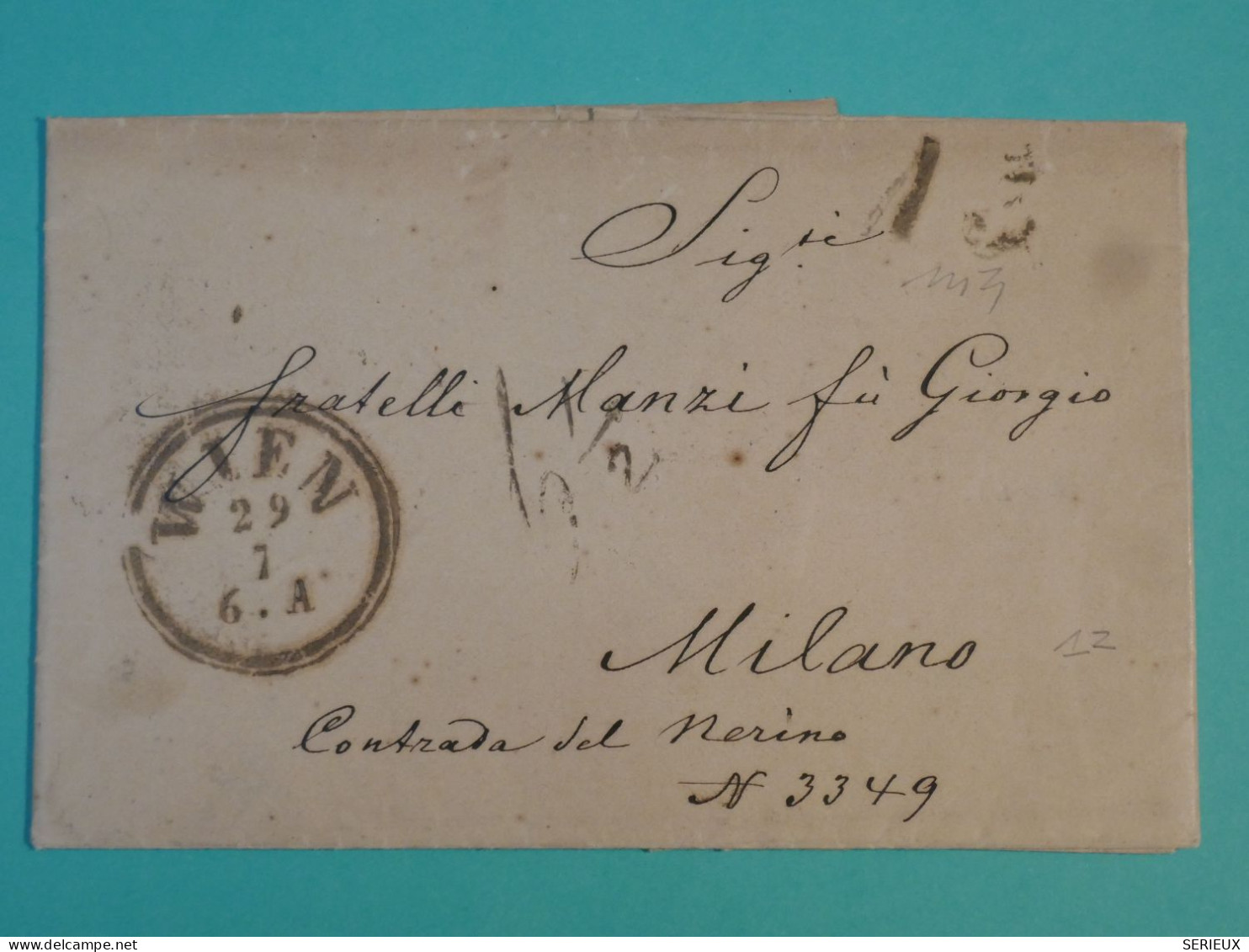 DJ 7 AUTRICHE    BELLE  LETTRE   1864  WIEN A MILANO ITALIA   + + AFFRANCH. INTERESSANT - ...-1850 Prephilately