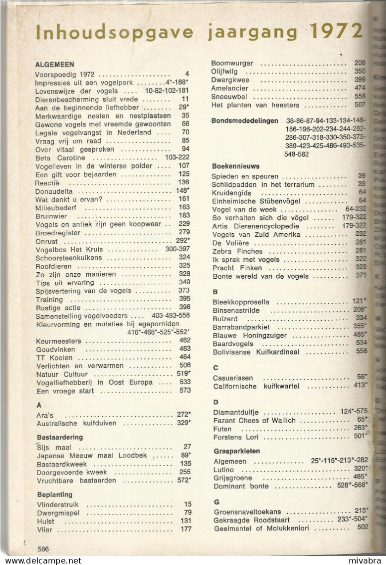 ONZE VOGELS 1972 - 33e JAARGANG VOLLEDIG - MAANDBLAD VAN DE NEDERLANDSE BOND VAN VOGELLIEFHEBBERS - Animali