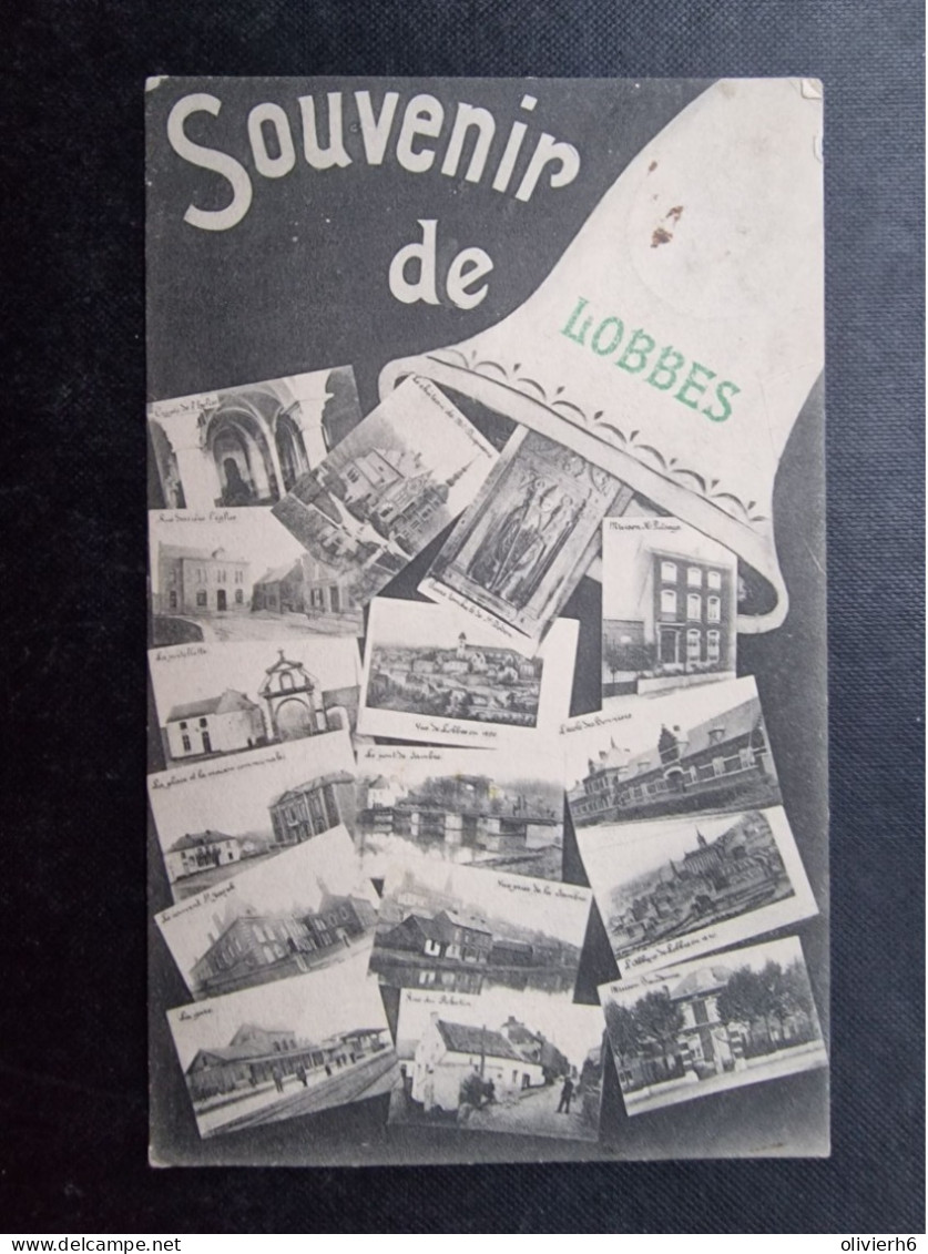 CP BELGIQUE (V1917) LOBBES (2 Vues) Souvenir De Lobbes Multivues Gare Maison Baudenne Rue Du Pichautin Maison Putsage - Lobbes