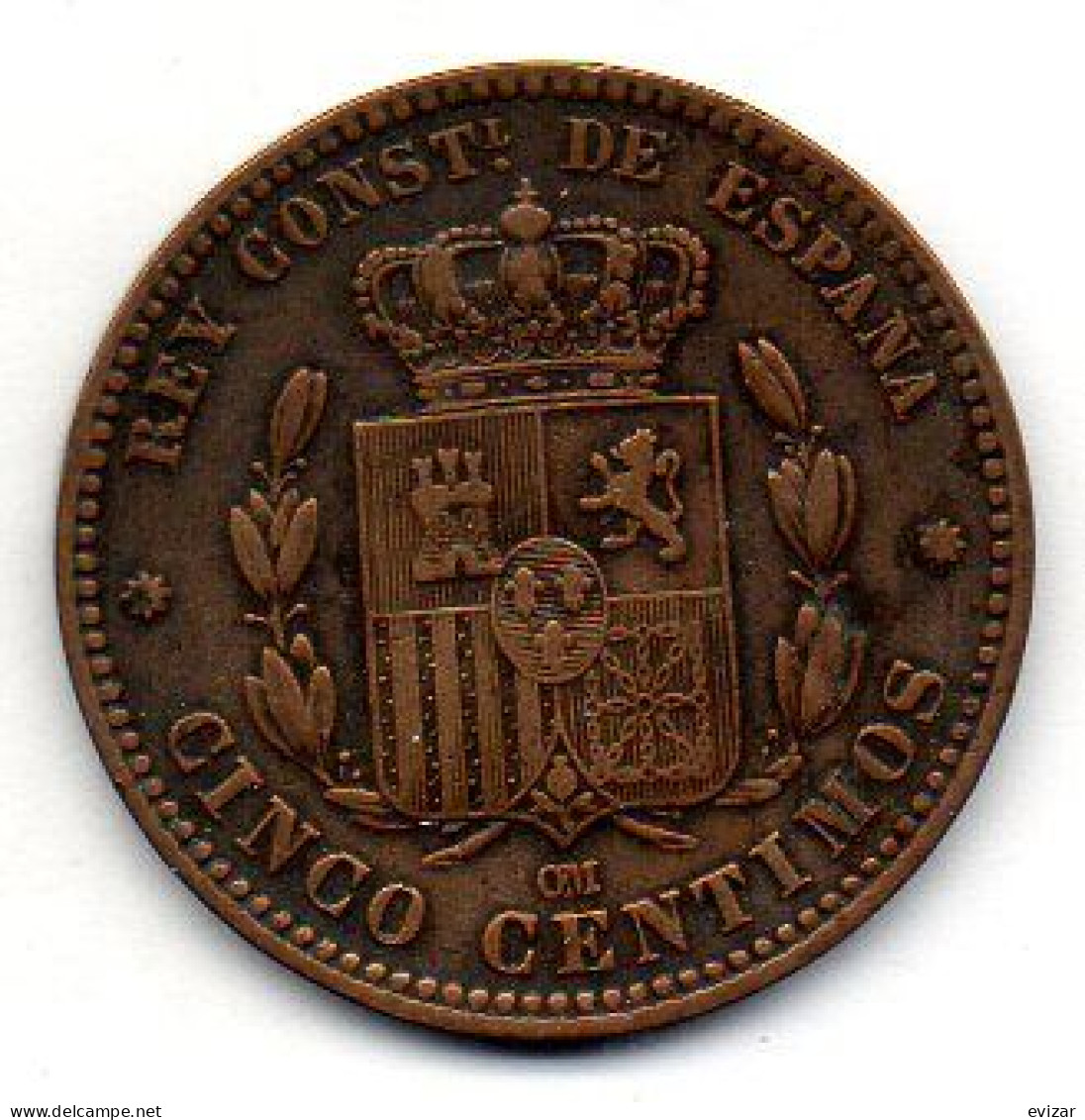 SPAIN, 5 Centimos, Bronze, Year 1879, KM # 674 - Otros & Sin Clasificación