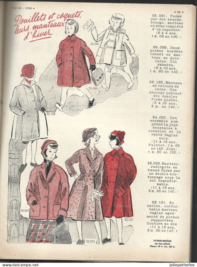 N°44 - 1955.  L'ECHO DE LA MODE.  Voici Des Blouses... 13 à La  Douzaine, Douillets Et Coquets. - Lifestyle & Mode