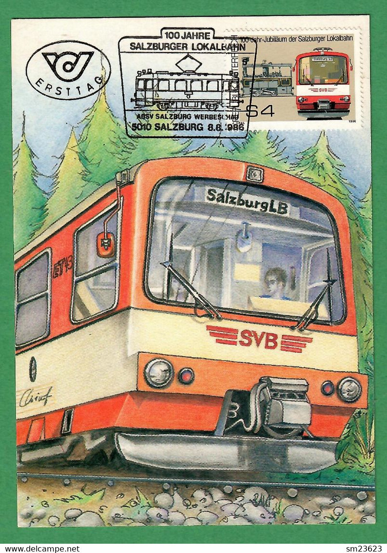 Österreich  1986 Mi.Nr. 1854 , 100-Jahr-Jubiläum Der Salzburger Lokalbahn - Maximum Card - Salzburg 8.8.1986 - Maximum Cards