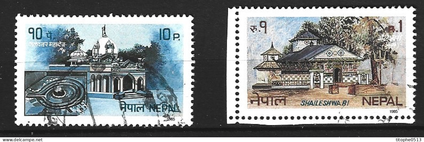 NEPAL. N°431-2 Oblitérés De 1985. Temples. - Hinduismus