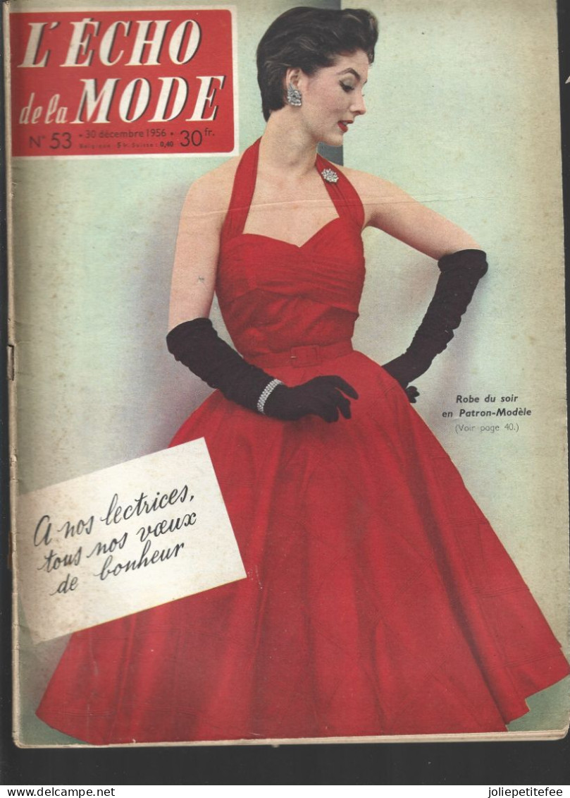 N°53 - 1956.  L'ECHO DE LA MODE.  Les Draps Du Berceaux, Bonne Année Mamie. - Lifestyle & Mode