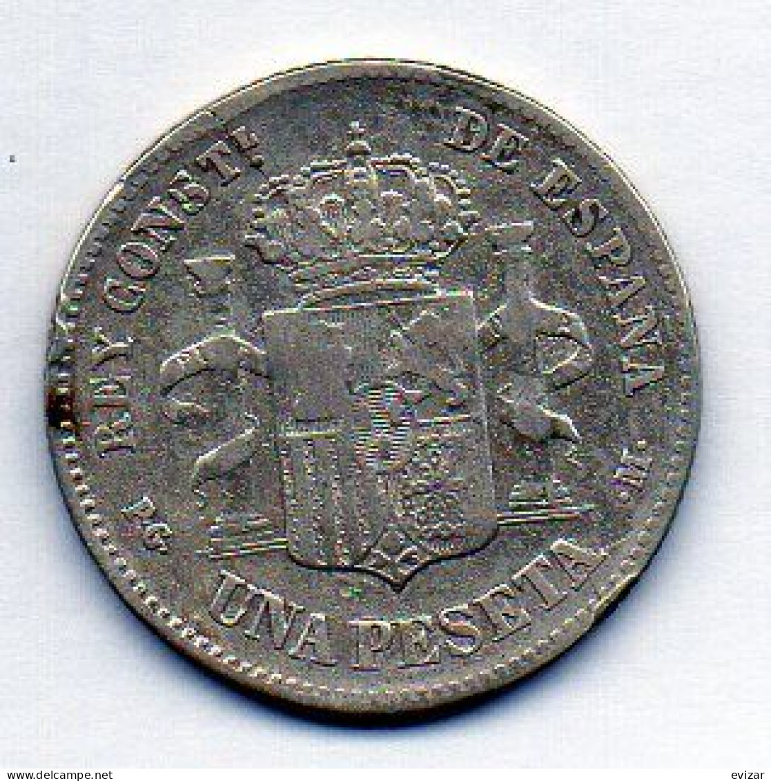 SPAIN, 1 Peseta, Silver, Year 1891, KM # 691 - Otros & Sin Clasificación