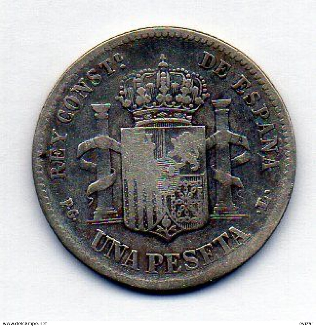 SPAIN, 1 Peseta, Silver, Year 1893, KM # 702 - Otros & Sin Clasificación
