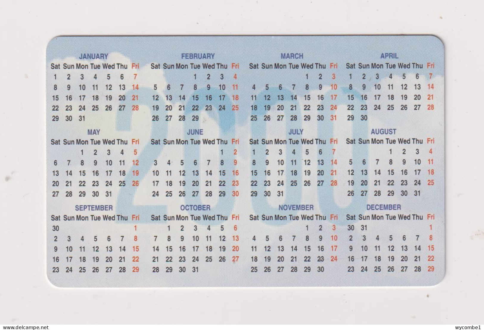 QATAR - Year 2000 Calendar Magnetic Phonecard - Qatar