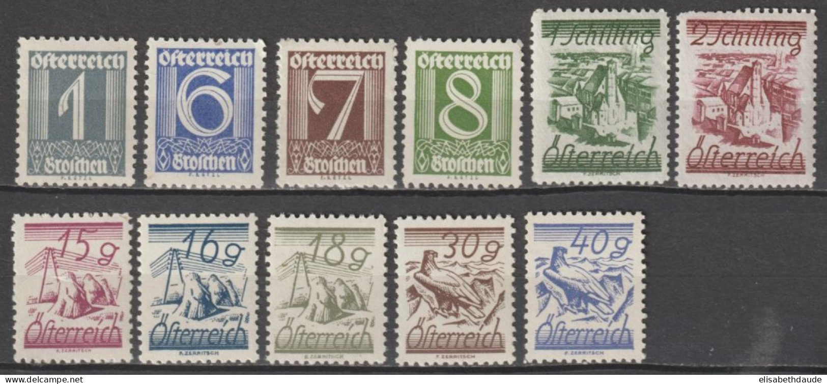 AUTRICHE - 1925 - YVERT N°331+335/337+339/341+344/345+349/350 ** MNH  - COTE = 192.5 EUR - Ungebraucht