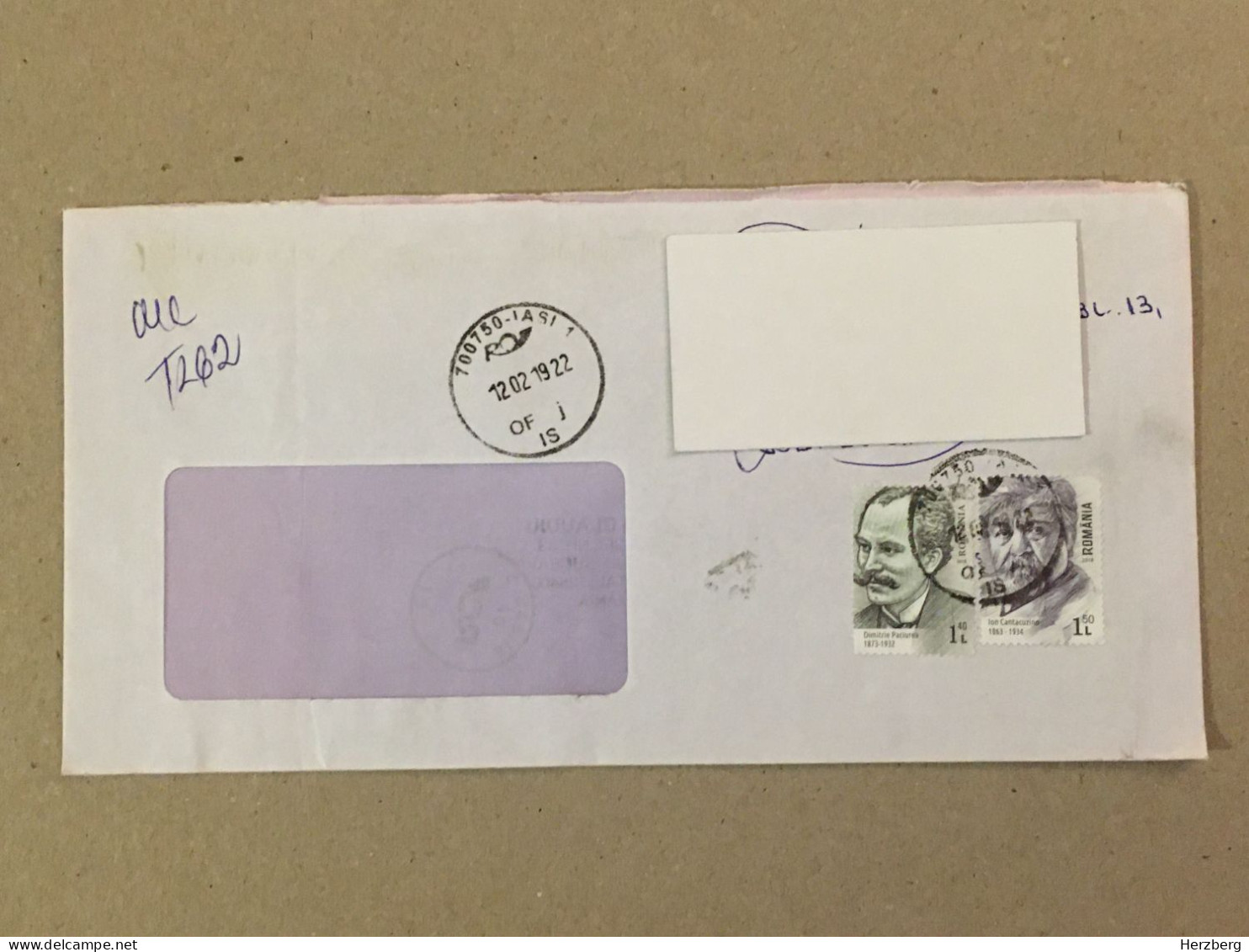 Romania 2022 Cancelled Letter Sent Back Circulated Cover Envelope Cancellation Dimitrie Paciurea Ion Cantacuzino - Cartas & Documentos