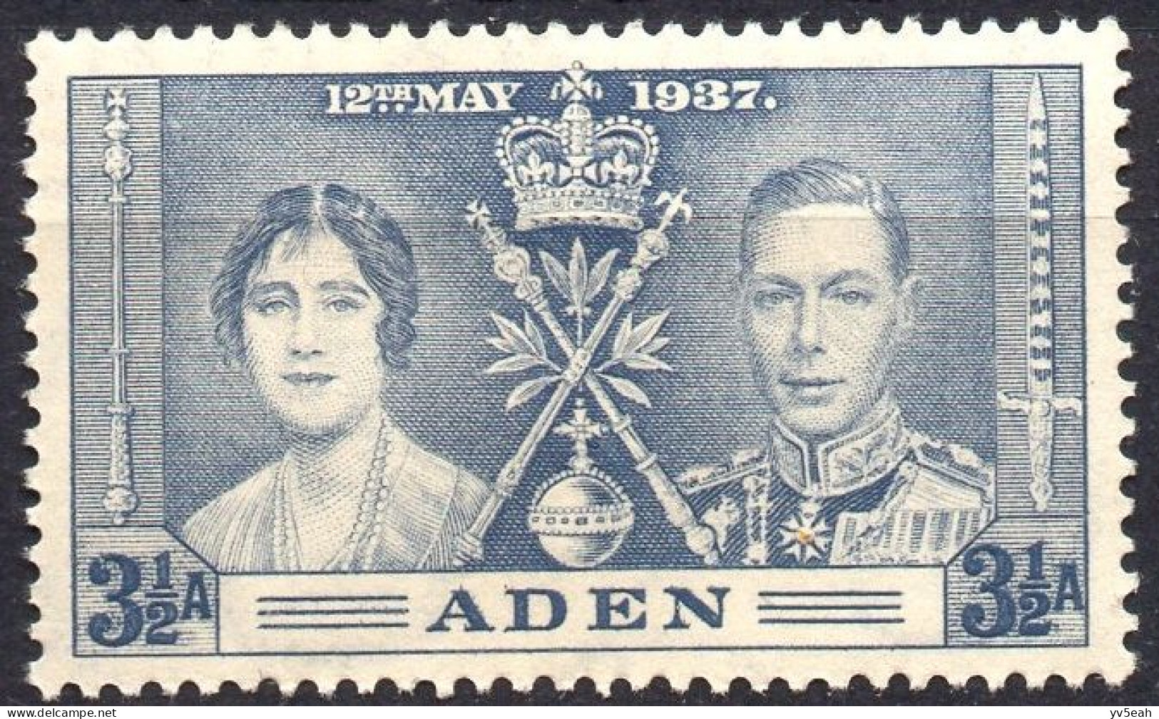 ADEN/1937/MNH/SC#15/KING GEORGE VI /KGVI / CORONATION ISSUE / 3 1/2p GRAY BLUE - Aden (1854-1963)