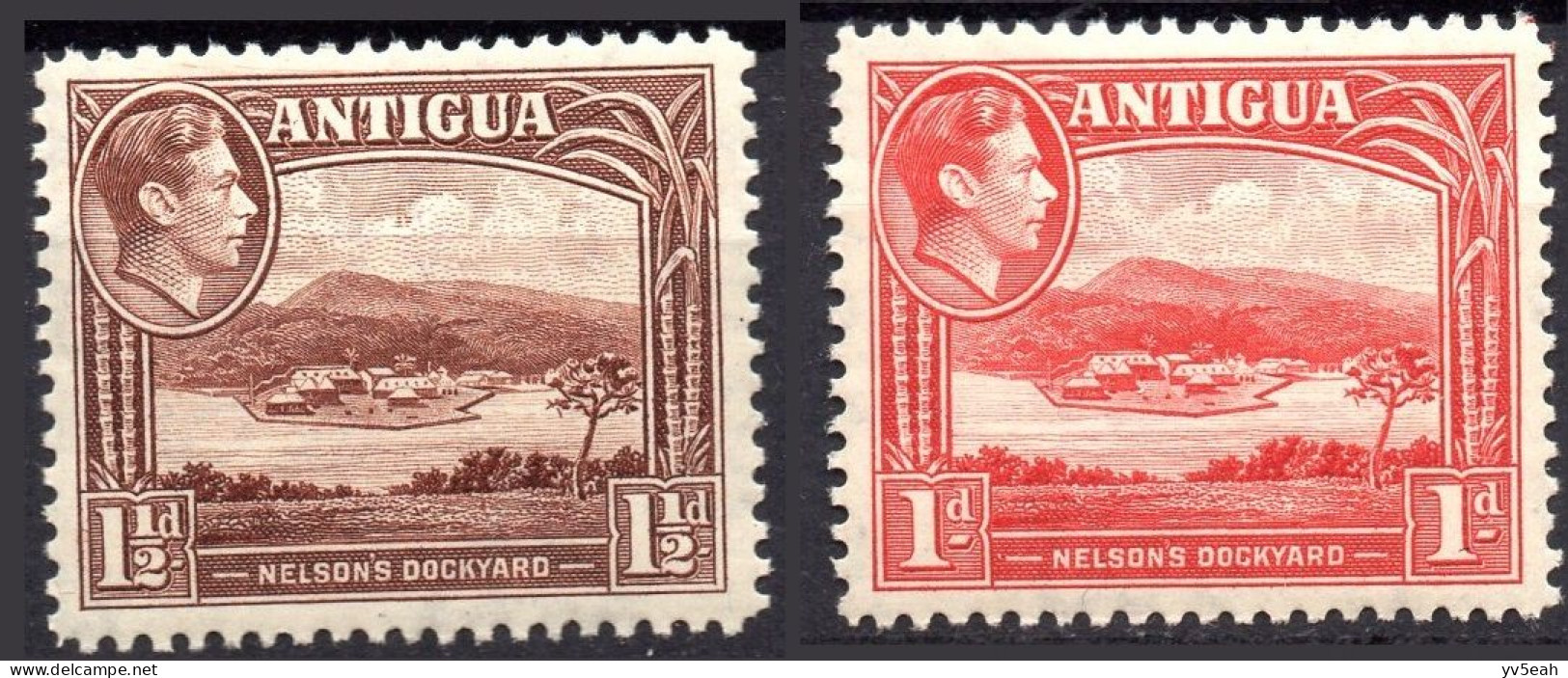 ANTIGUA/1938-51/MNH/SC#85-6/ KING GEORGE VI/ KGVI / PICTORIAL / PARTIAL SET - 1858-1960 Colonia Británica