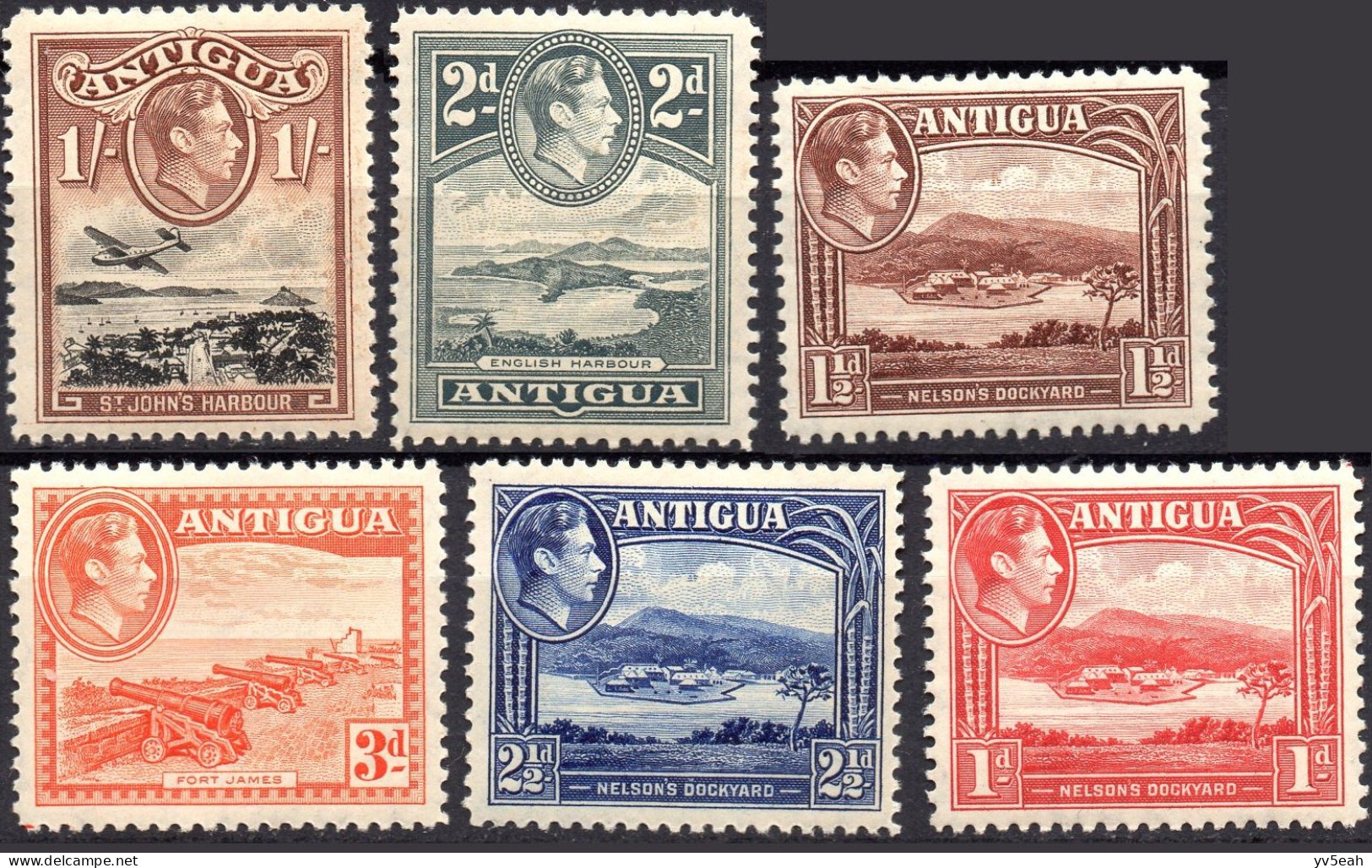 ANTIGUA/1938-51/MNH/SC#85-89, 91/ KING GEORGE VI/ KGVI / PICTORIAL / PARTIAL SET - 1858-1960 Colonia Británica