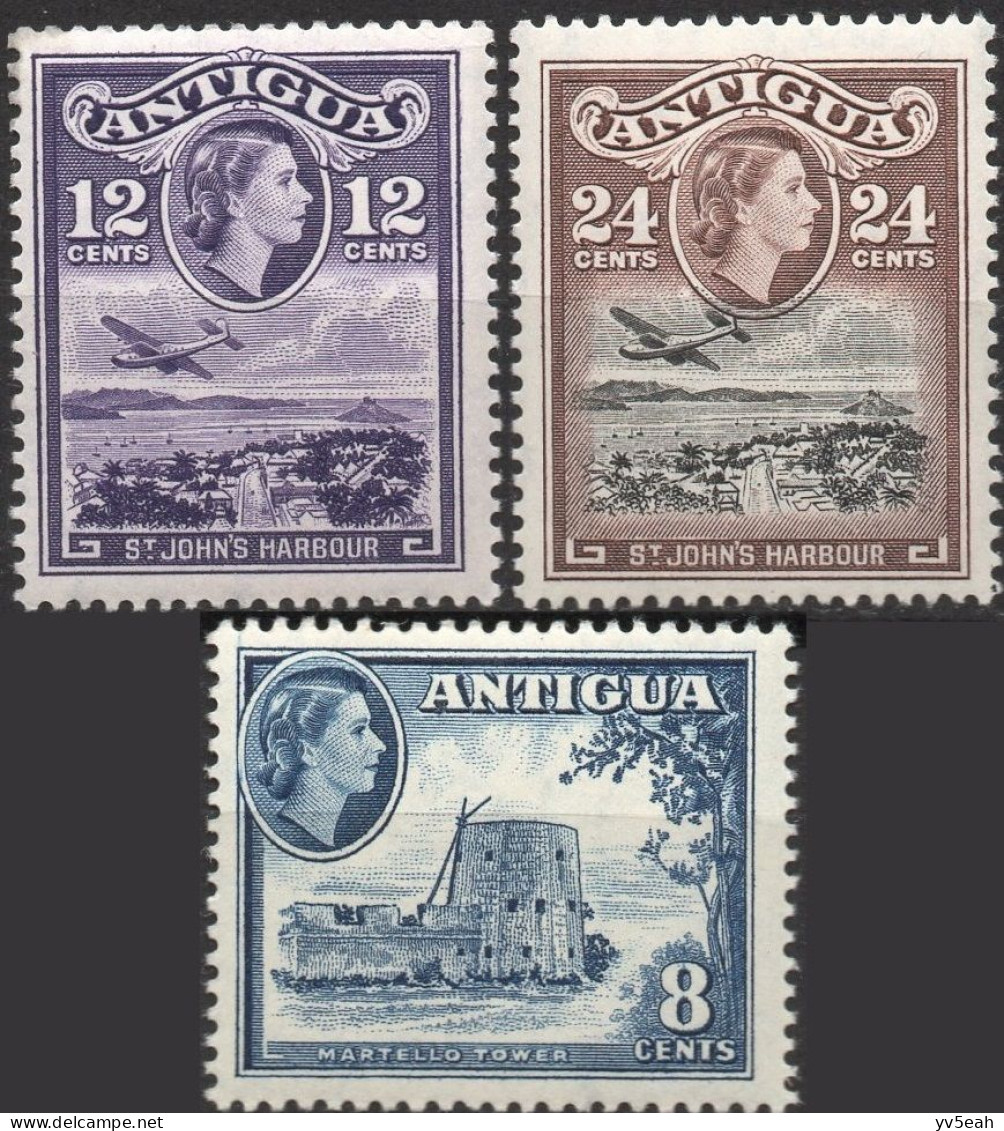 ANTIGUA/1953-56/MH/SC#114-6/ QUEEN ELIZABETH II / QEII/ PICTORIAL  / PARTIAL SET - 1858-1960 Colonia Britannica