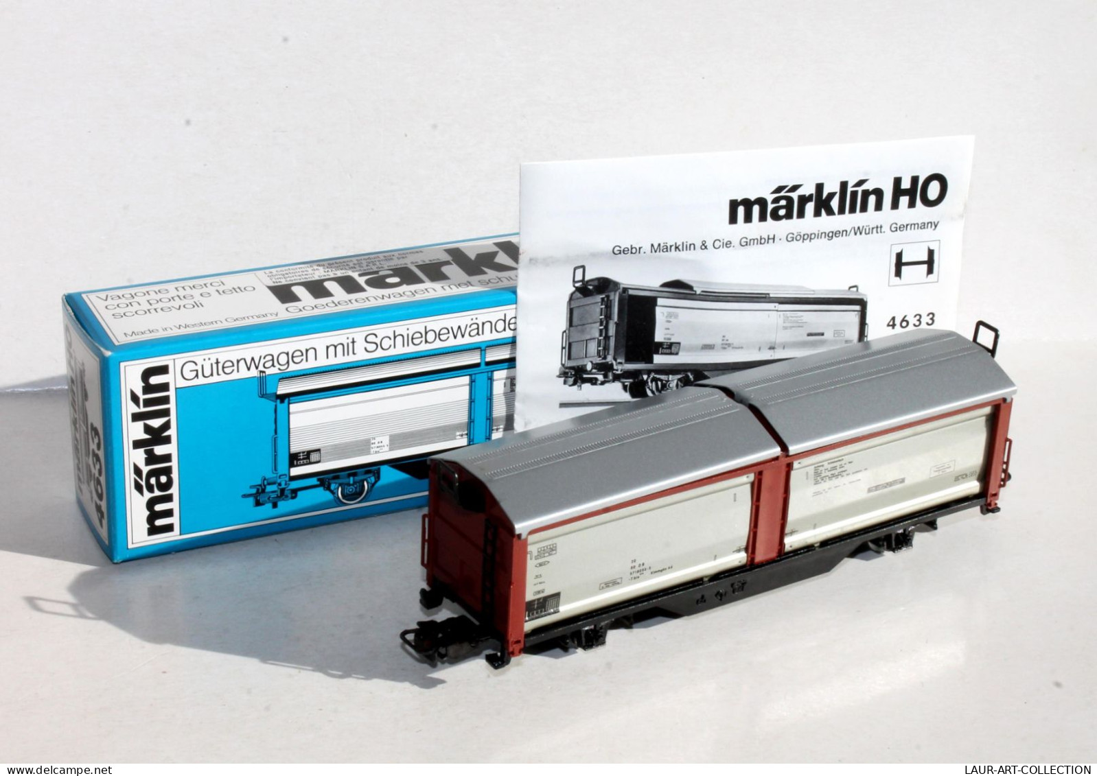 RARE! MARKLIN HO N°4633 WAGON A TOIT ET PAROIS COULISSANT FOURGON TRAIN + NOTICE! TRAIN MODELISME FERROVIAIRE (1002.17) - Güterwaggons