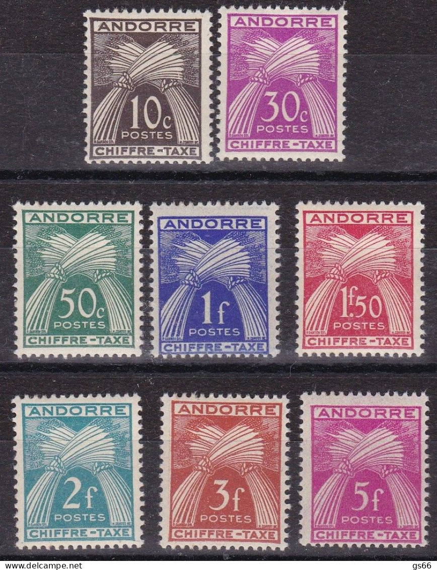 Andorra, Fr.  1943, P 21/27*29, MNH **, Weizengarben. Inschrift „CHIFFRE TAXE“. - Ungebraucht