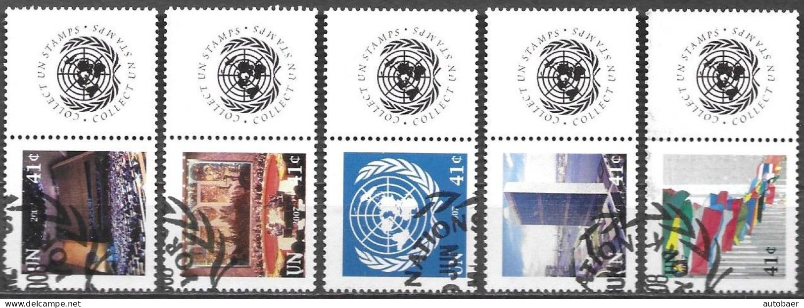 United Nations UNO UN Vereinte Nationen New York 2007 Greetings Mi. No. 1057-61 Label Used Cancelled Oblitéré - Usati