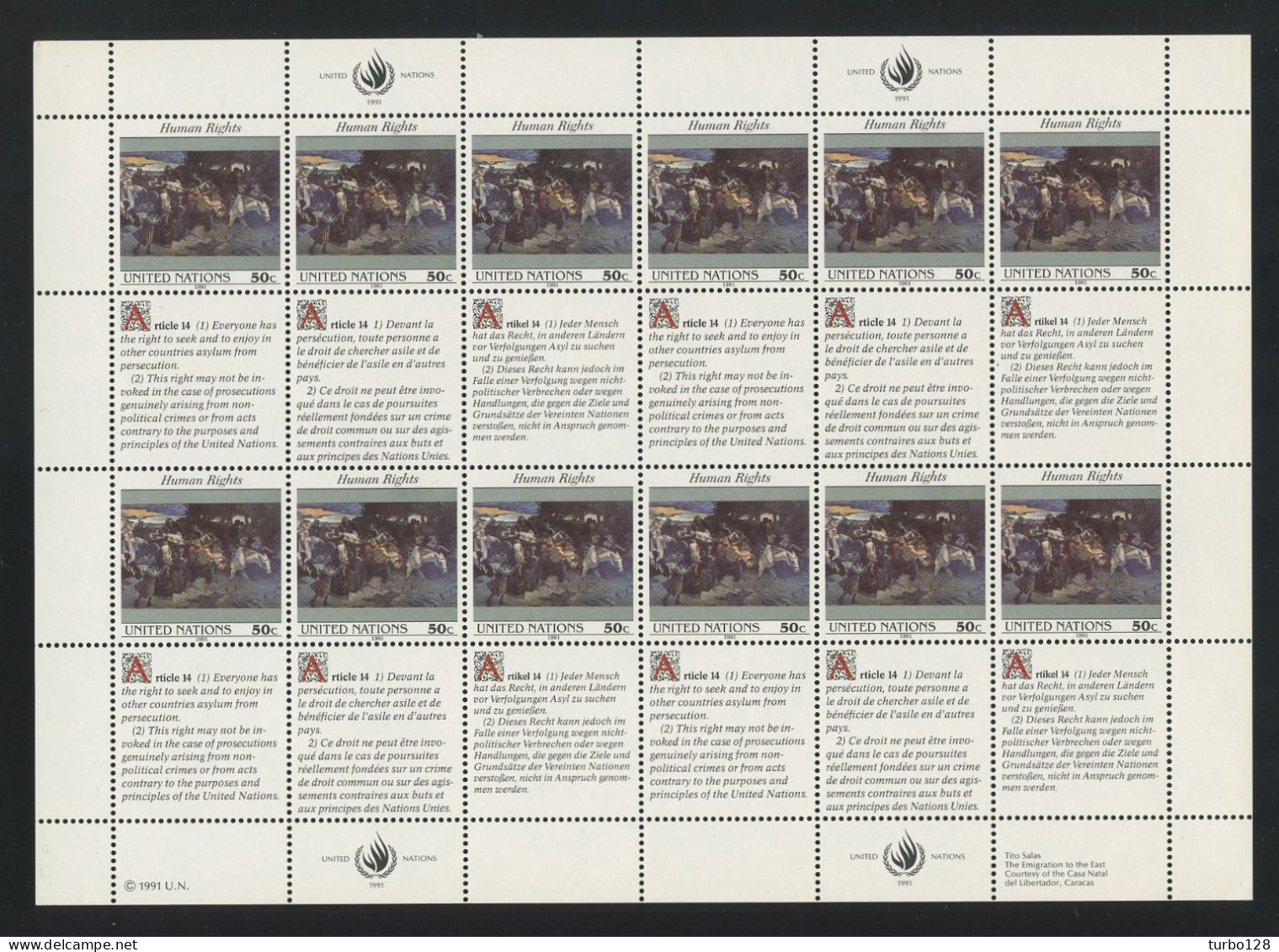 NATIONS UNIES 1991 N° 599/604 ** Feuilles Neuves MNH Superbes C 32 € Déclaration Universelle Des Droits De L'Homme - Unused Stamps