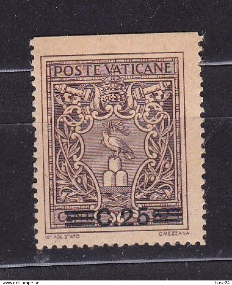 1946 Vaticano Vatican MEDAGLIONCINI SOPRASTAMPATI 25 C. Su 30 C. MNH** Varietà Non Dentellato In Alto - Varietà E Curiosità