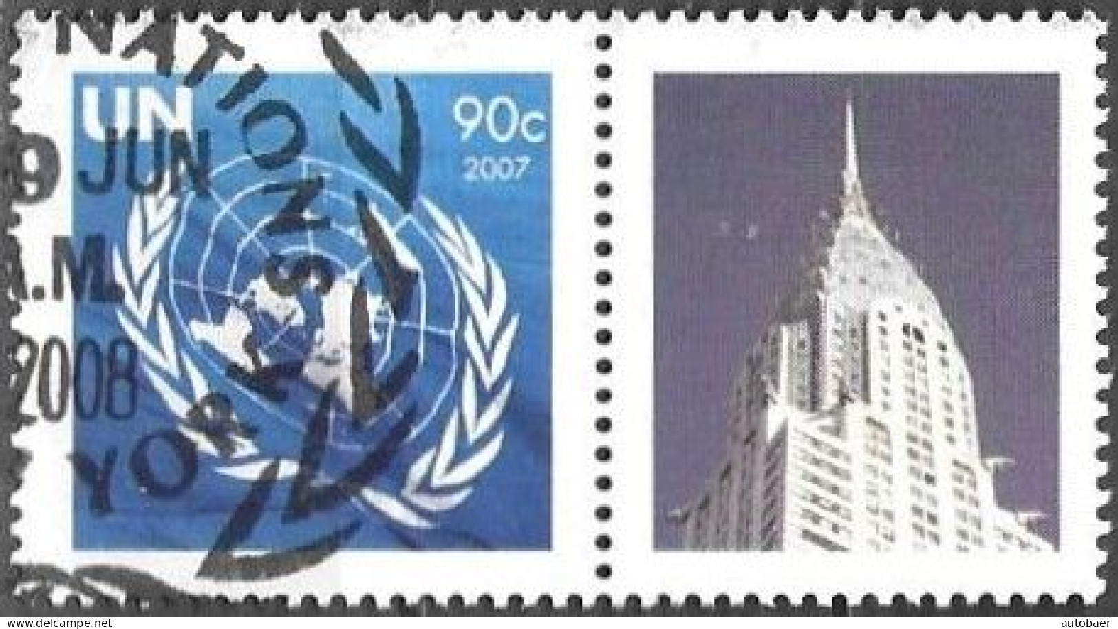 United Nations UNO UN Vereinte Nationen New York 2007 Greetings Mi. No. 1062 Label Used Cancelled Oblitéré - Gebraucht