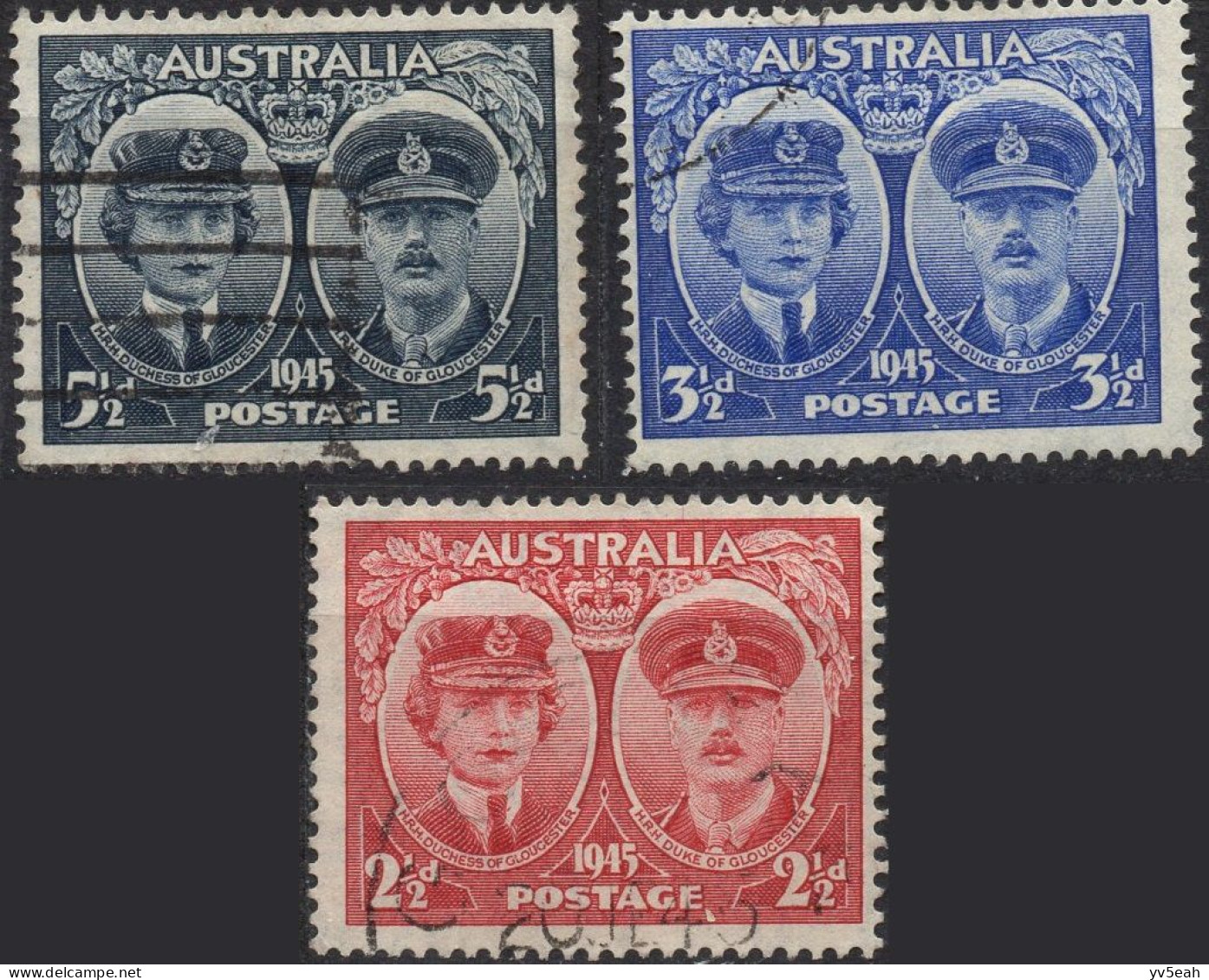 AUSTRALIA/1945/USED/SC#197-199/DUKE AND DUCKNESS OF GLOUCESTER / FULL SET - Gebraucht