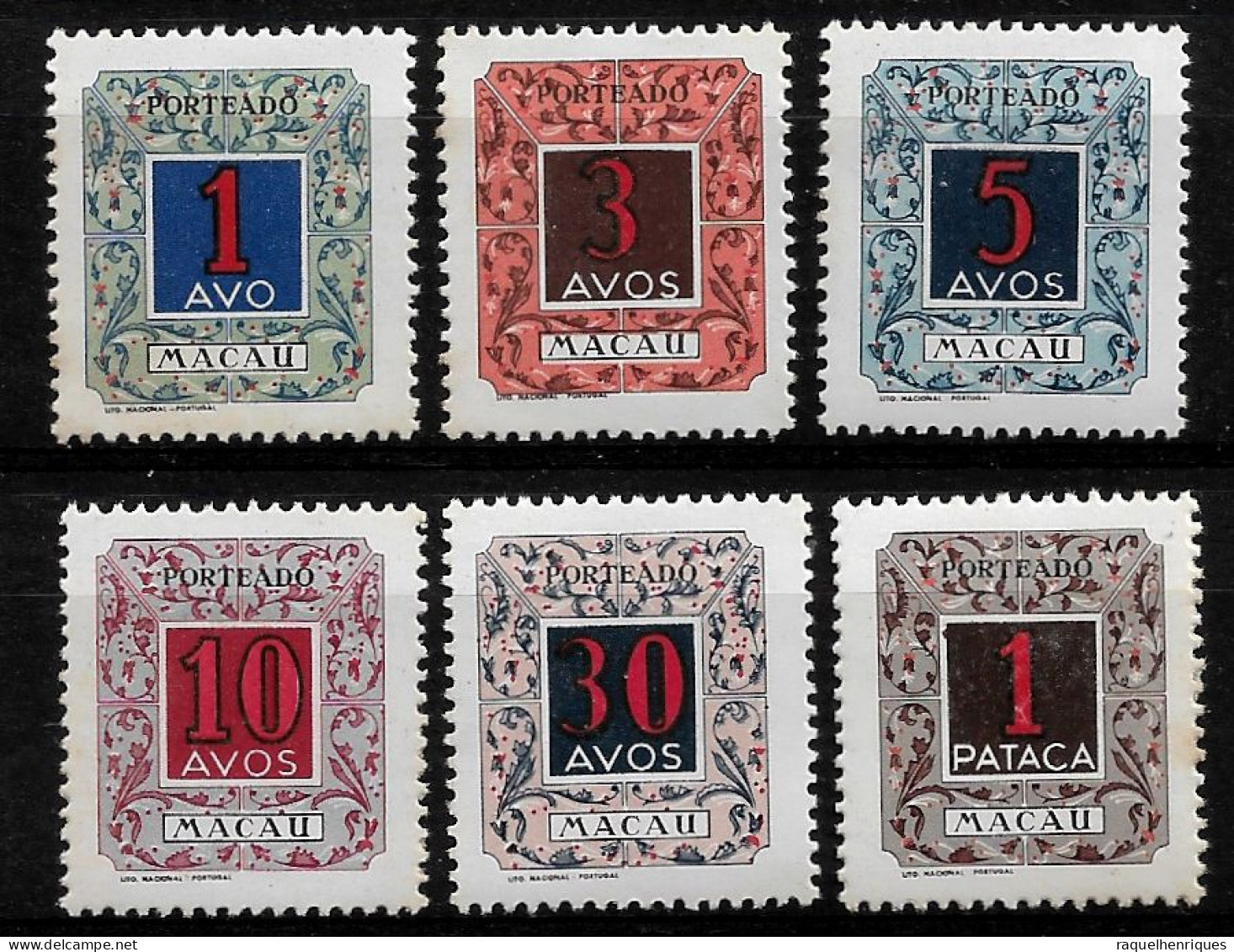 MACAU POSTAGE DUE 1952 Numeral Stamps SET MH ( (NP#70-P14-L7) - Segnatasse