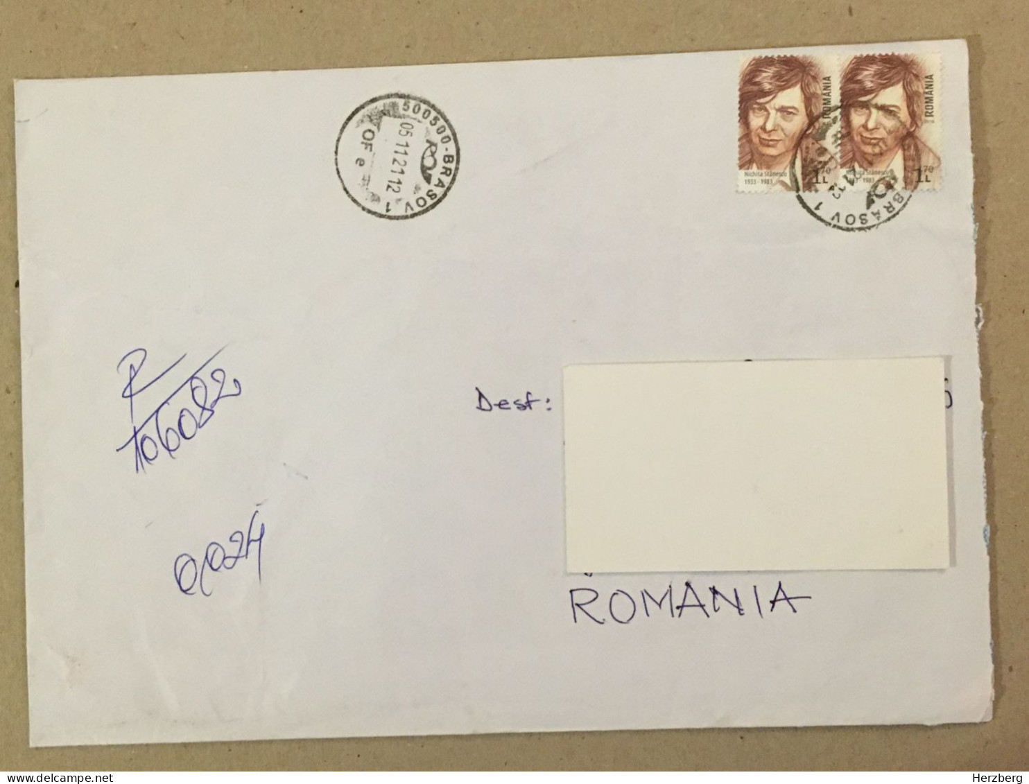 Romania Used Letter Stamp Cover 2021 Nichita Stanescu Writer Poet - Lettres & Documents