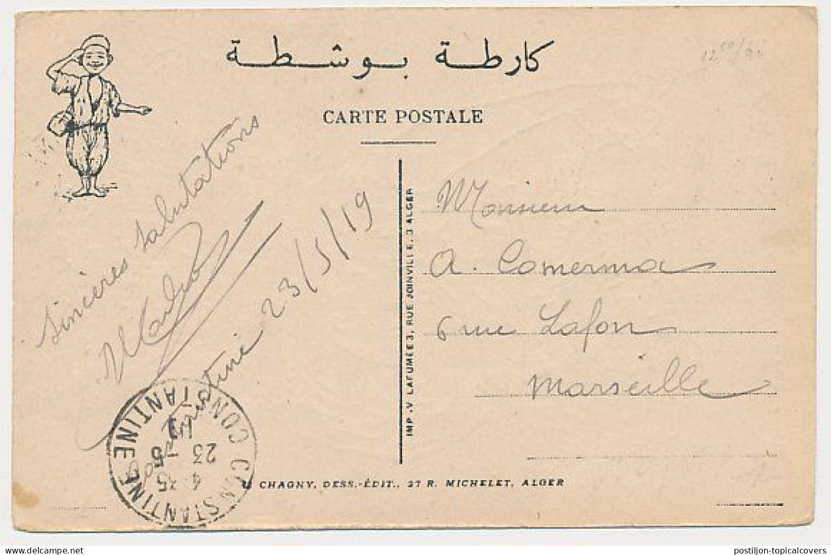 Postcard / Postmark CONSTANTIN  Algeria 1919 - En Ramadan Apres Le Coucher Du Soleil Allah Bono Besef - Hommes