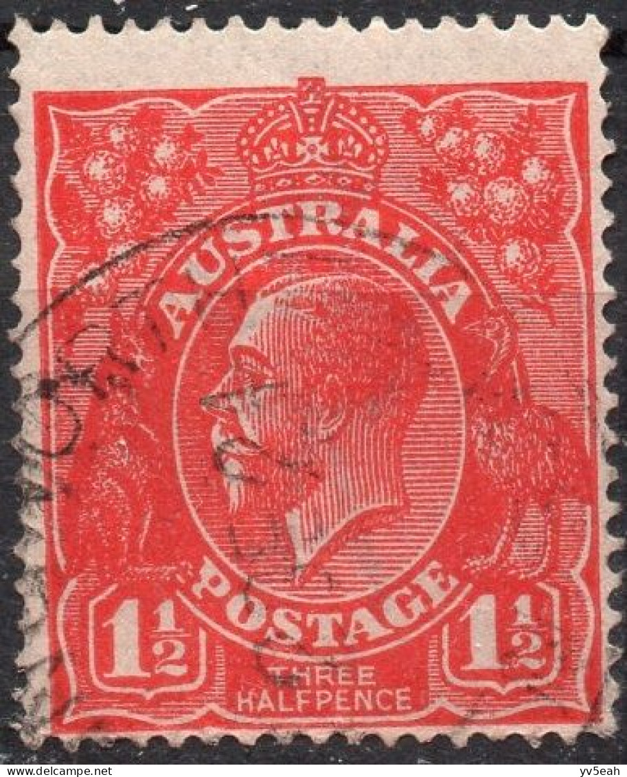 AUSTRALIA/1924/USED/SC#26/ KING GEORGE V / KGV/ WMK 9 1 1/2p SCARLET PERF 14 - Gebruikt