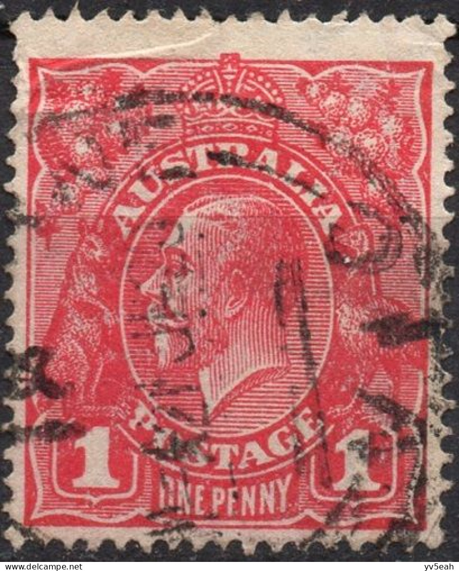 AUSTRALIA/1918-23/USED/SC#61/ KING GEORGE V / KGV/ WMK 11 1p ROSE PERF 14 - Usati