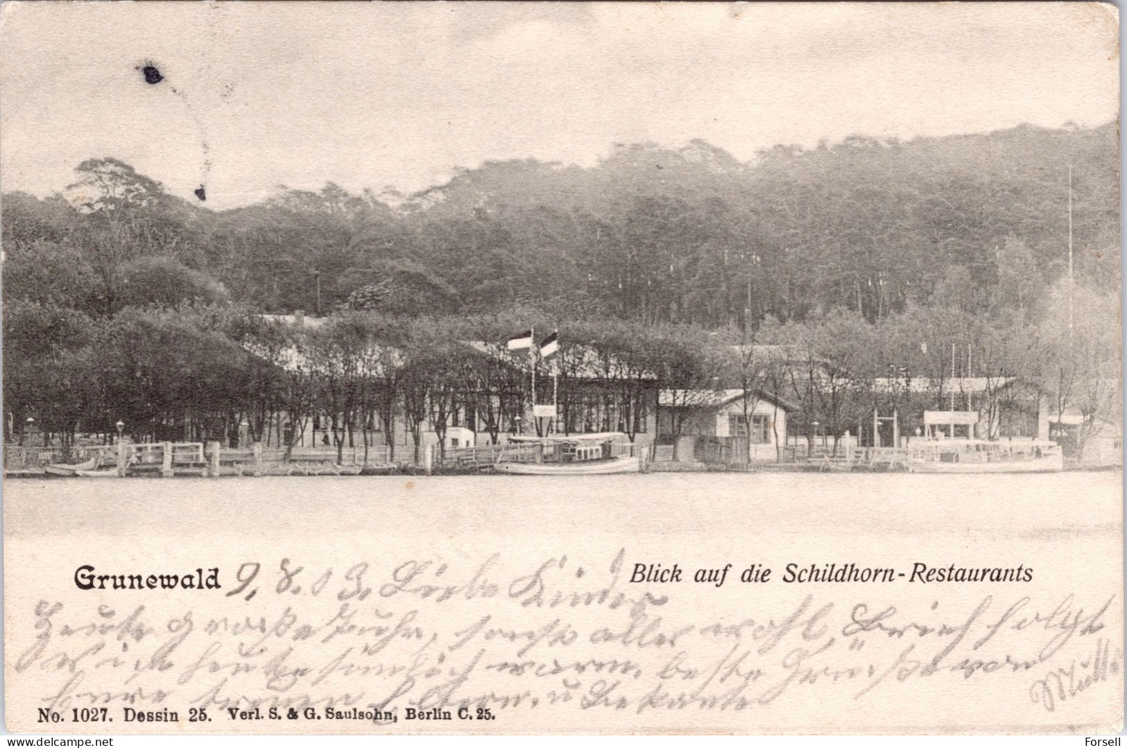 Grunewald , Blick Auf Die Schildhorn-Reastaurants (Stempel: Spandau 1903) - Grunewald