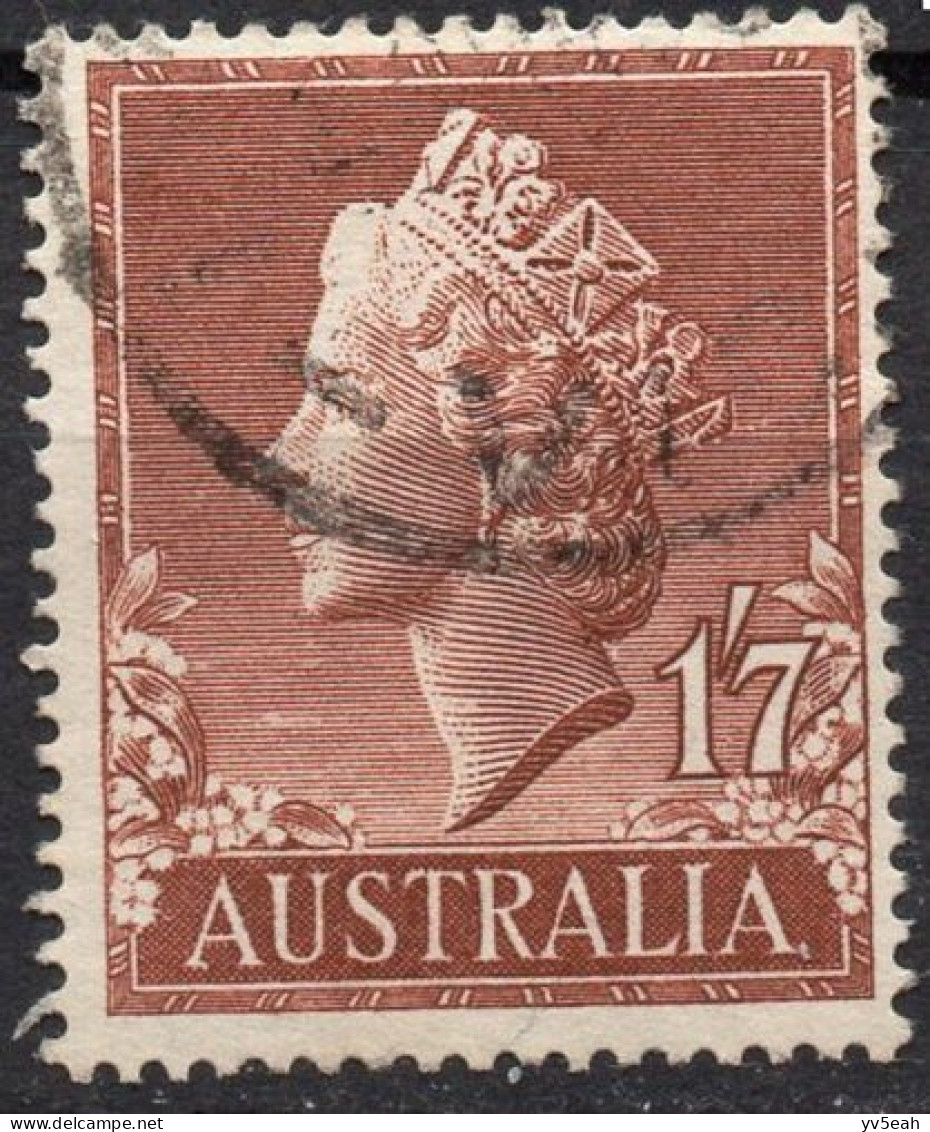 AUSTRALIA/1957/USED/SC#301/ QUEEN ELIZABETH II / QEII/ 1sh 7p REDSH BROWN - Gebruikt