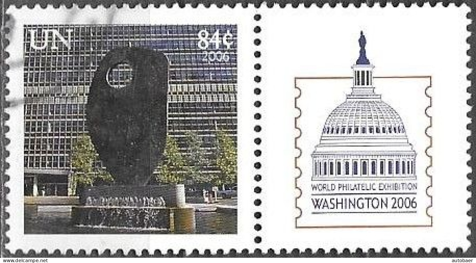 United Nations UNO UN Vereinte Nationen New York 2006 Greetings Exhibition Washington Mi. No. 1013 Label Used Oblitéré - Used Stamps