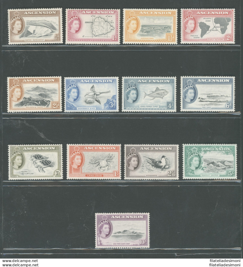 1956 ASCENSION, Stanley Gibbons N. 57-69, Elisabetta II - Animali E Vedute, 13 Valori - MNH** - Autres & Non Classés