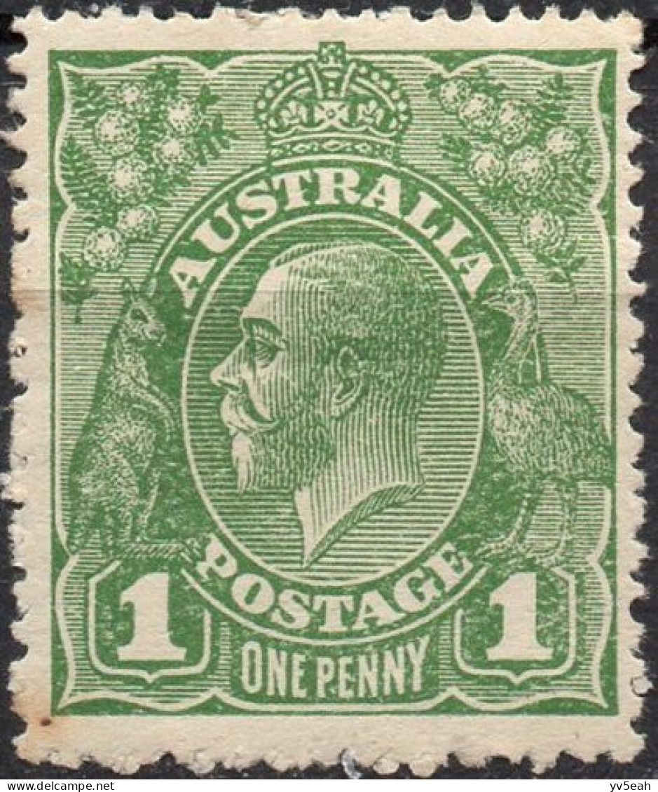 AUSTRALIA/1924/MNG/SC#64/ KING GEORGE V / KGV/ UNWMK 11 1p GREEN PERF 14 - Mint Stamps