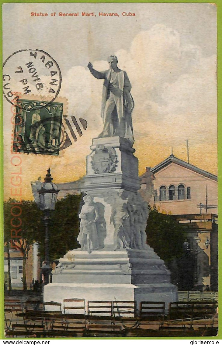 Af2329 - CUBA - Vintage Postcard - Havana - Statue Of General Marti - 1908 - Cuba