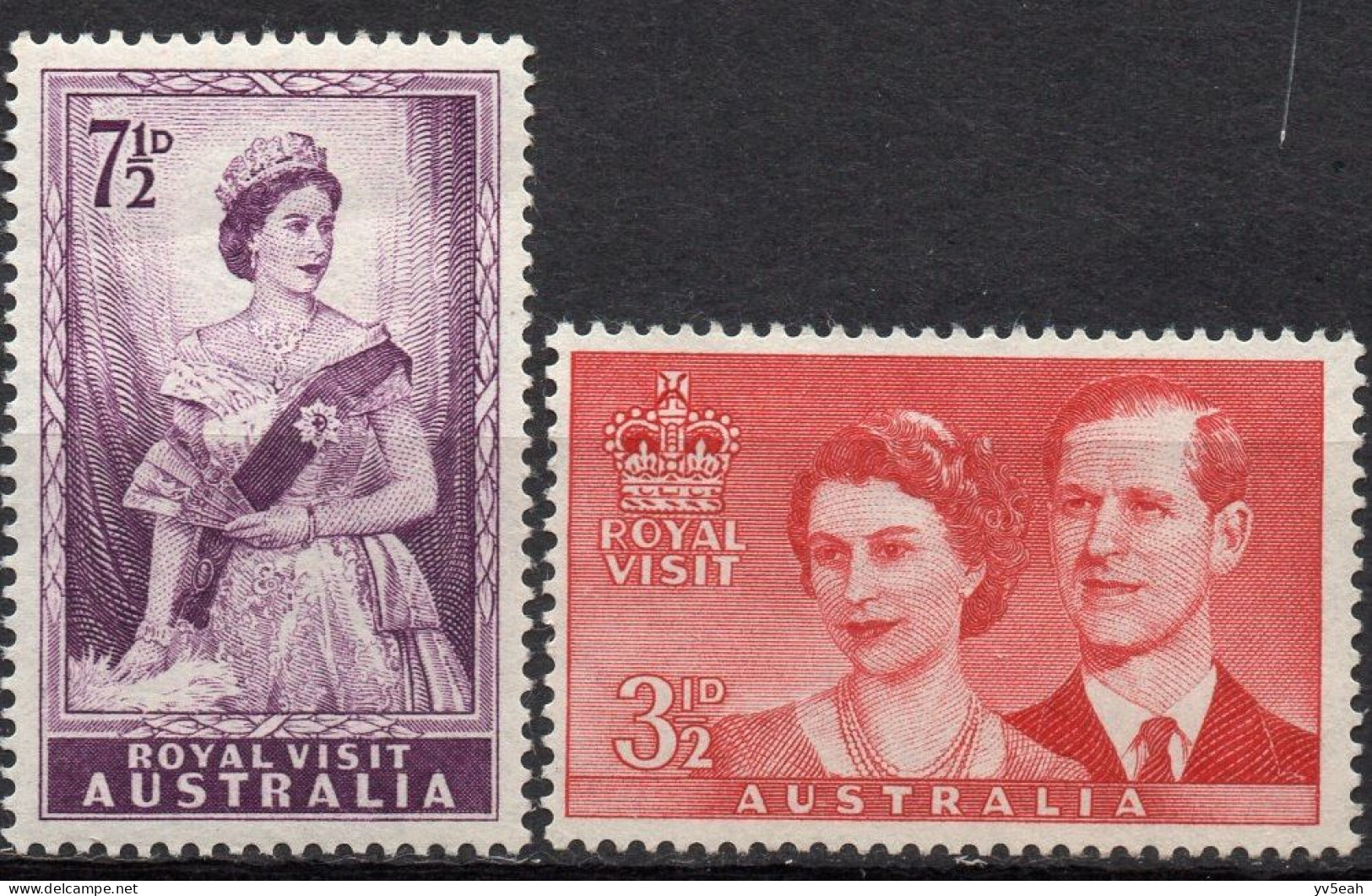AUSTRALIA/1954/MH/SC#267-8/ VISIT OF QUEEN ELIZABETH II & DUKE OF EDINBURGH / QEII / ROYALTY/ PARTIAL SET - Mint Stamps
