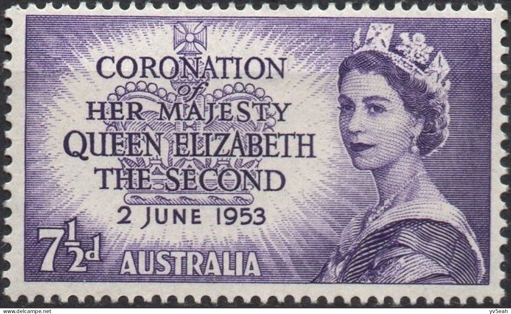 AUSTRALIA/1953/MH/SC#260/QUEEN ELIZABETH II CORONATION ISSUE/ QEII / 7 1/2p VIOLET - Mint Stamps